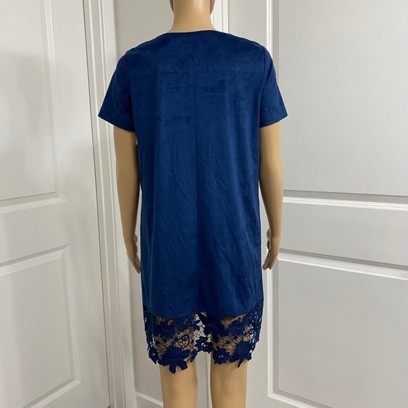 1st Sight Floral Lace Short Sleeve Mini Dress. Blue. Small. Resortwear, Cute - Picture 7 of 11